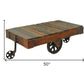 50" Black And Brown Solid Wood Rectangular Distressed Coffee Table