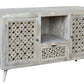 55" Gray Solid Wood Distressed Console Table With Storage With Storage