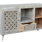 55" Gray Solid Wood Distressed Console Table With Storage With Storage