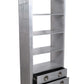 71" Silver Aluminum Four Tier Bookcase with Two Drawers