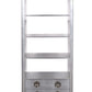 71" Silver Aluminum Four Tier Bookcase with Two Drawers