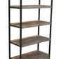 71" Brown Distressed Solid Wood Four Tier Etagere Bookcase with Two Drawers