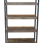 71" Brown Distressed Solid Wood Four Tier Etagere Bookcase with Two Drawers