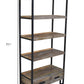 71" Brown Distressed Solid Wood Four Tier Etagere Bookcase with Two Drawers