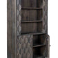 70" Gray Distressed Solid Wood Three Tier Bookcase with Two Doors