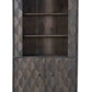 70" Gray Distressed Solid Wood Three Tier Bookcase with Two Doors