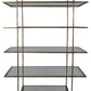 59" Brass Iron and Glass Five Tier Etagere Bookcase