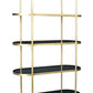 75" Black and Gold Iron and Glass Four Tier Etagere Bookcase