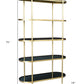 75" Black and Gold Iron and Glass Four Tier Etagere Bookcase