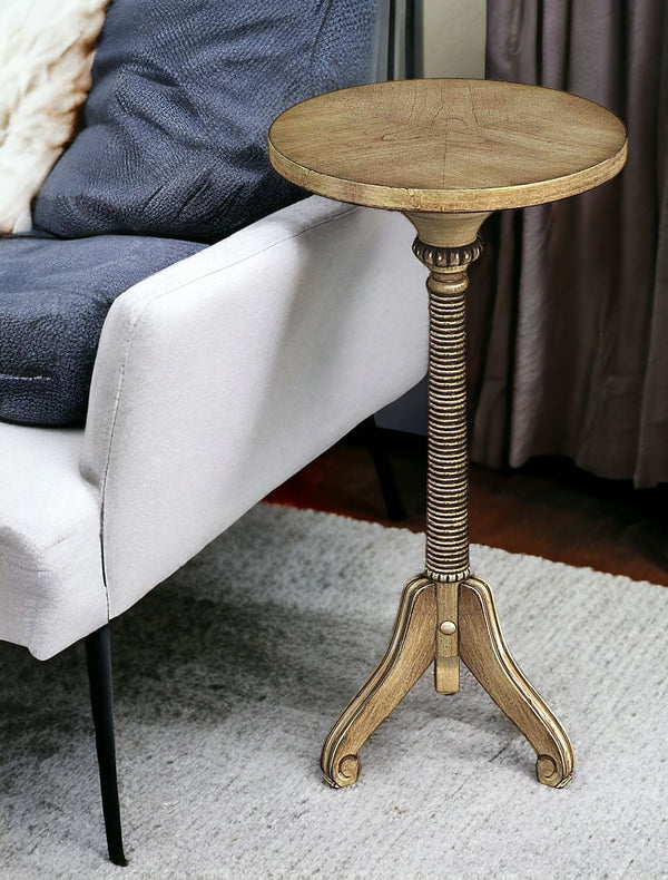 24 Beige Manufactured Wood Round End Table