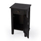 24" Natural Brown Solid Wood End Table With Door and Drawer