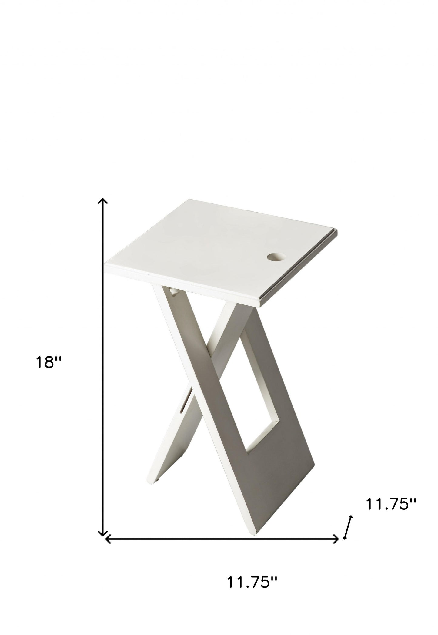 18" White Solid Wood Square Folding End Table