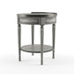 26" Gray Manufactured Wood Round End Table With Drawer And Shelf