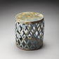 17" Rustic Blue Iron Lattice Round Top End Table