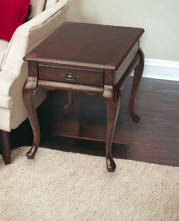 25 Dark Brown Solid And Manufactured Wood Rectangular End Table With Drawer