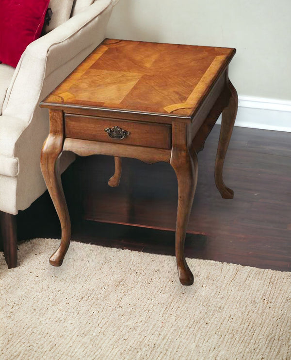 25 Medium Brown Solid and Manufactured Wood End Table With Drawer