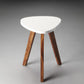 20" White and Natural Wood Triangle End Table