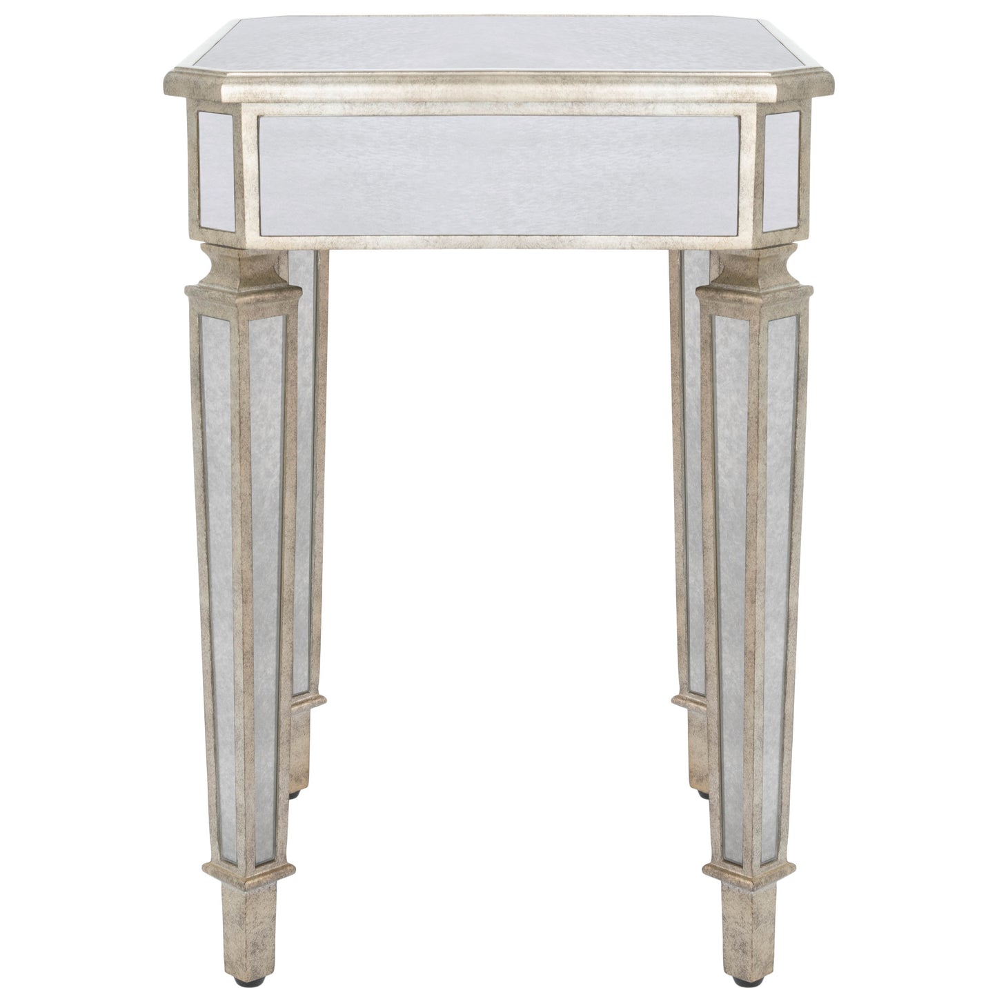 26" Silver Distressed Glass Square End Table