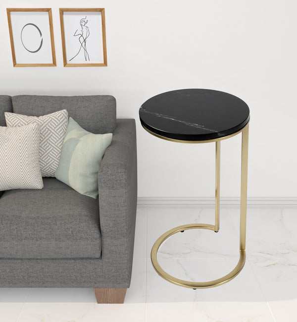 28 Black Marble Round End Table