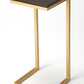 26" Gold Solid Wood Rectangular End Table