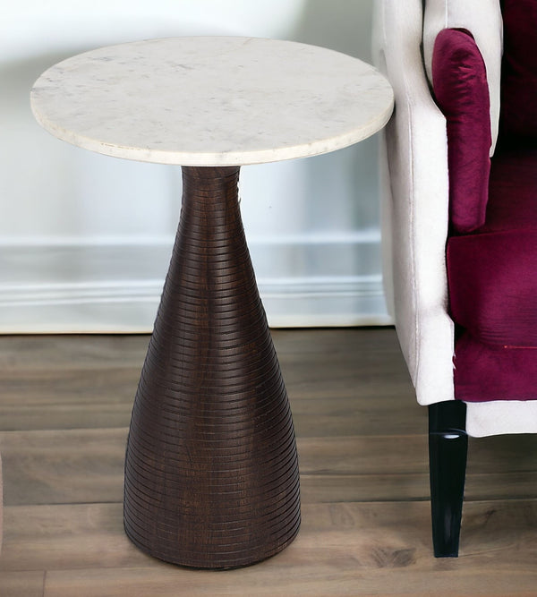 22 Brown Marble Round End Table