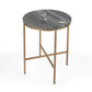 23" Brass And Gray Marble Round End Table