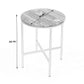 23" Brass And Gray Marble Round End Table