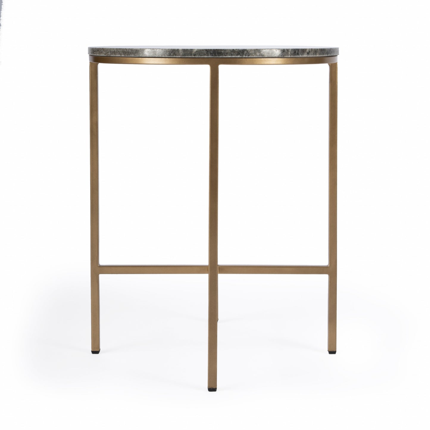 23" Brass And Gray Marble Round End Table