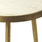 18" Gold And White Marble Round End Table