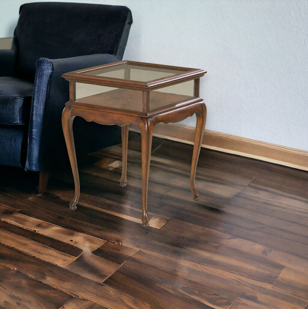 25 Dark Brown Glass Rectangular End Table