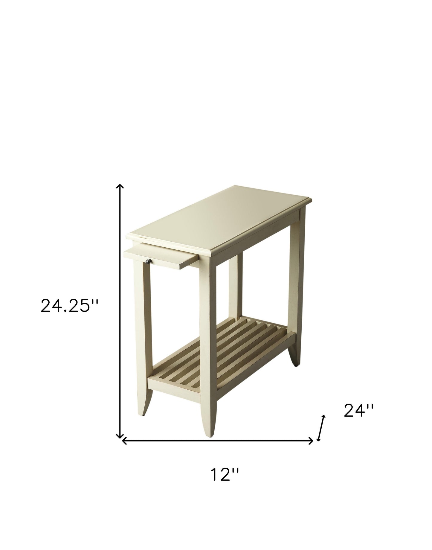 24" White End Table With Shelf