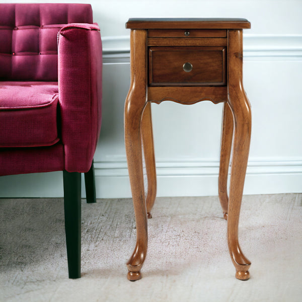 25 Brown Solid And Manufactured Wood Rectangular End Table With Drawer