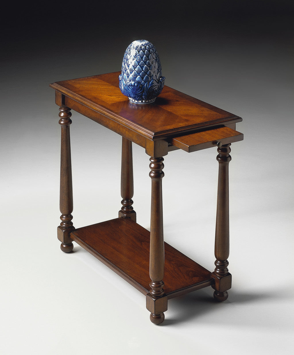 24" Wood Brown End Table With Shelf