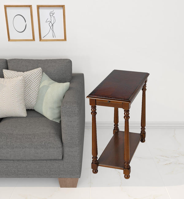 24 Brown End Table With Shelf