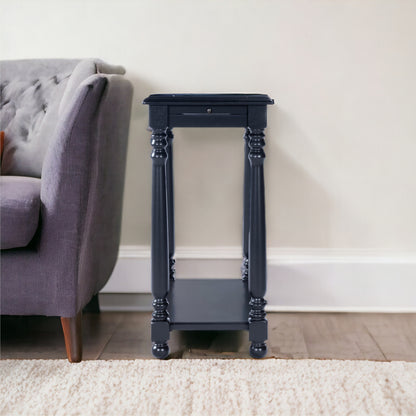 24" Black End Table With Shelf