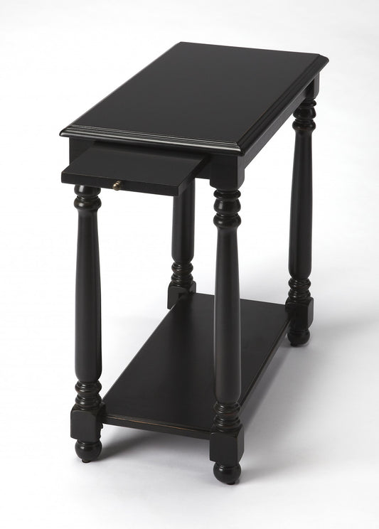 24" Black End Table With Shelf