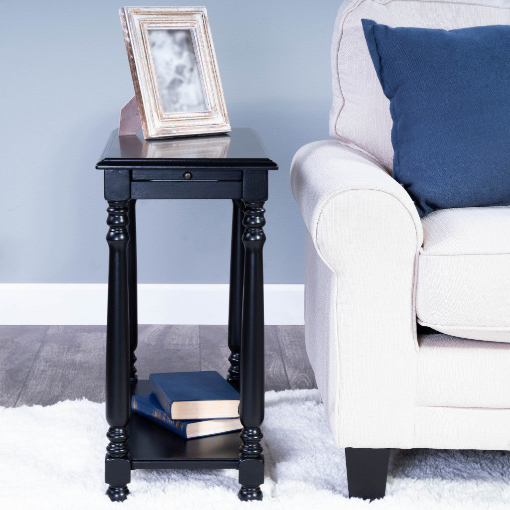 24" Black End Table With Shelf