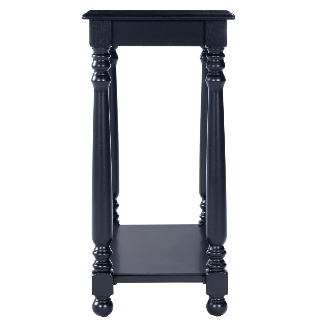 24" Black End Table With Shelf