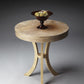 26" Beige Distressed Round Three Leg End Table