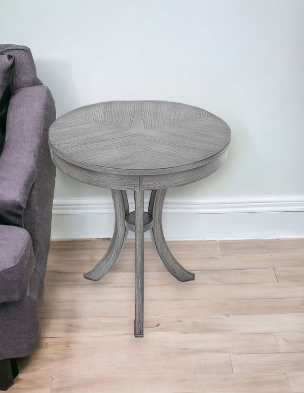 26 Gray Manufactured Wood Round End Table