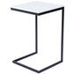 26" Black and White Marble Square C Shape End Table