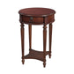 26" Brown Distressed Solid and Manufactured Wood Round End Table With Drawer And Shelf