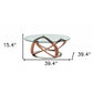 39" Walnut And Clear Glass Abstract Round Coffee Table