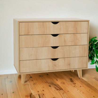 35" Natural Solid Wood Four Drawer Dresser