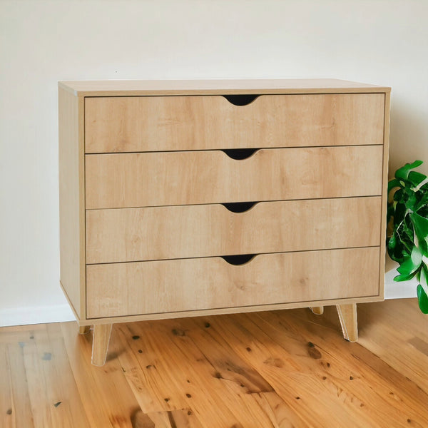 35 Natural Solid Wood Four Drawer Dresser