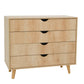 35" Natural Solid Wood Four Drawer Dresser