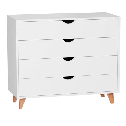 35" White Solid Wood Four Drawer Dresser