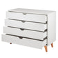 35" White Solid Wood Four Drawer Dresser