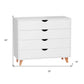 35" White Solid Wood Four Drawer Dresser