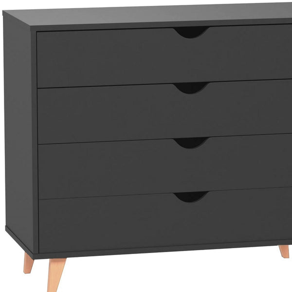 35 Black Solid Wood Four Drawer Dresser